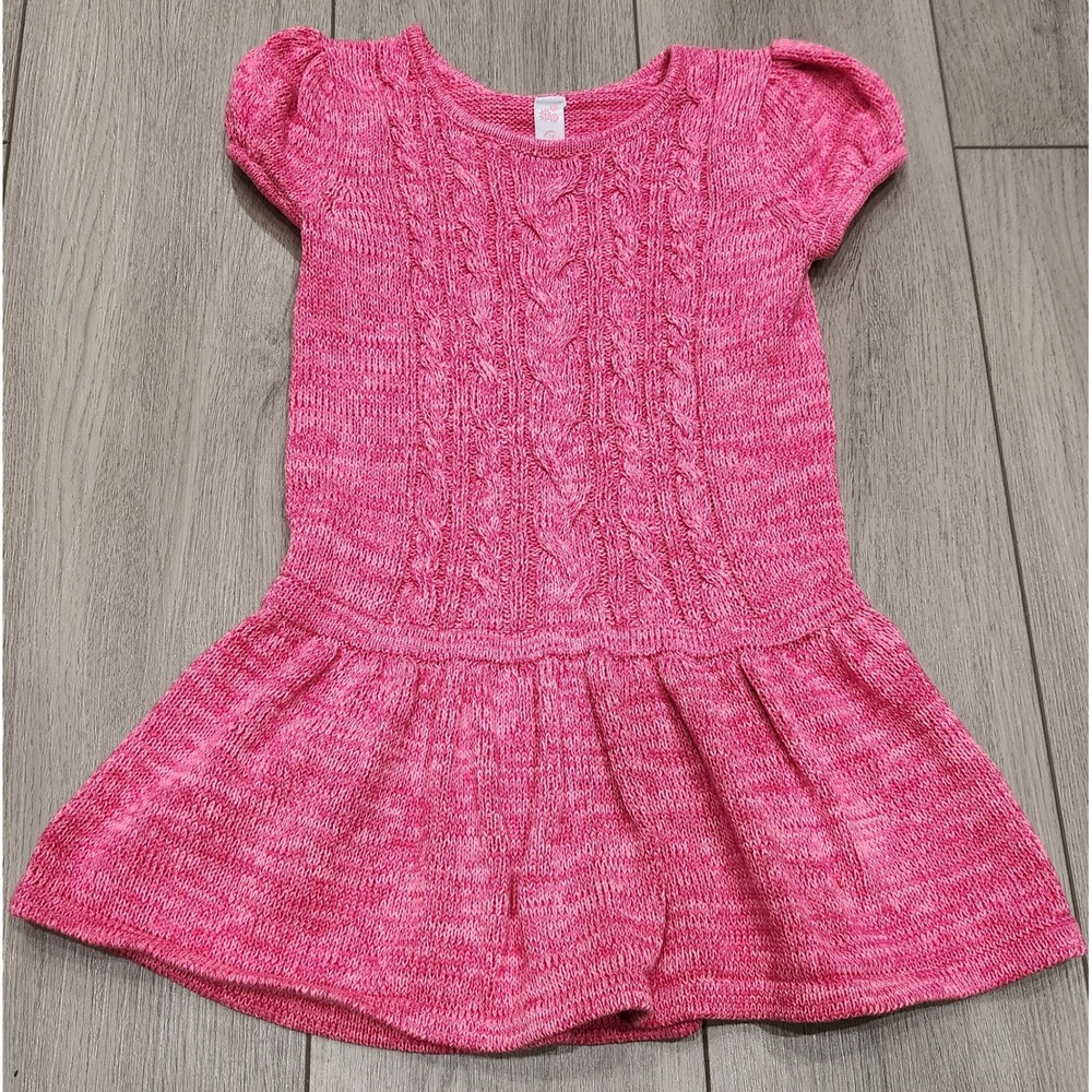 Cherokee Toddler Girl Cable Knit Sweater Dress Pink Size 5T‎ Short Sleeve